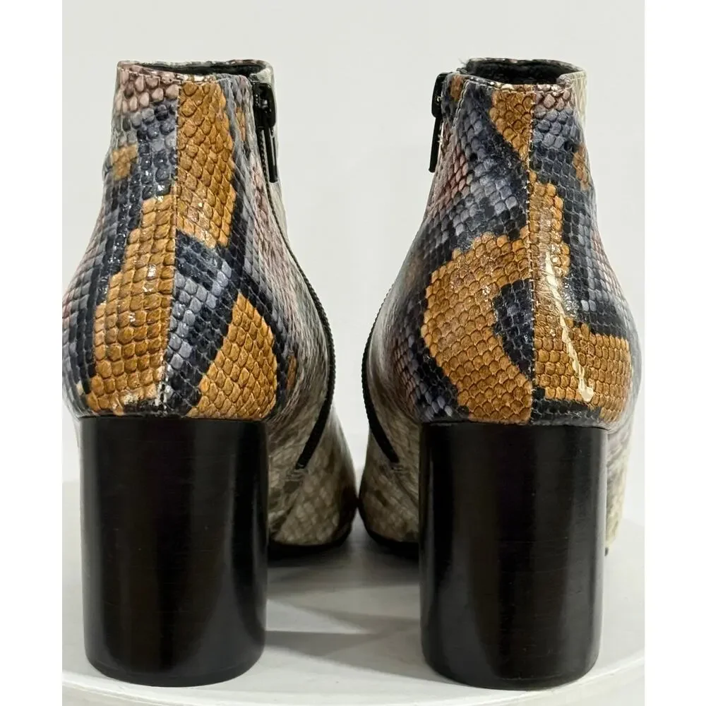 Jeffrey Campbell Kiani Snake Print Western Pointed Toe Sculptural Heel Booties 7 - Picture 3 of 9